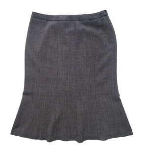 MaxMara Skirt Womens Sz 10 Black & Tan A-Line Wool Midi Academia Made In Italy